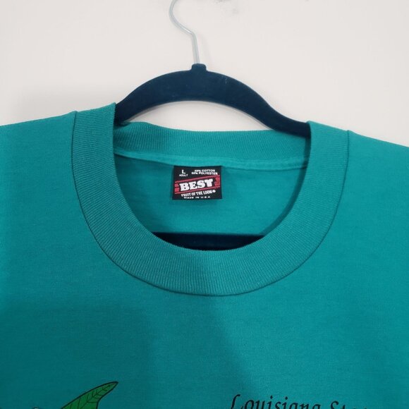 Vintage 90s Louisiana State Flower Magnolia Graphic Tee Size L Single Stitch - Picture 5 of 9